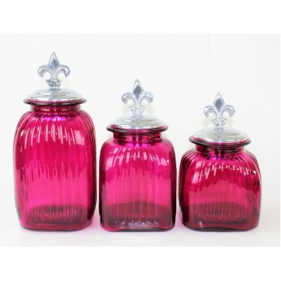60004 HOT PINK 3PC. CANISTER SET WITH LIDS